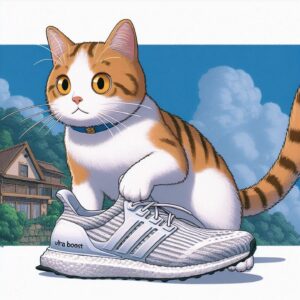 a cat with a shoe